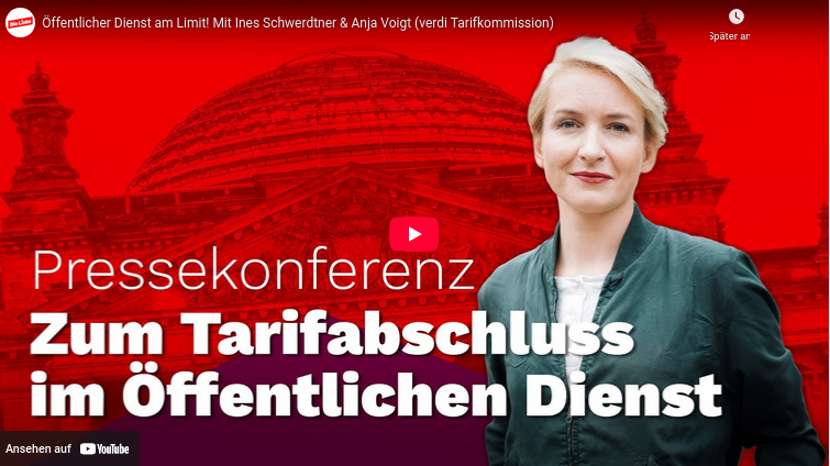 Ines Schwerdtner auf einer Pressekonferenz zum Tarifabschluss